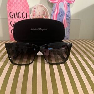 Salvatore Ferragamo Black Gradient Rectangular Women's Sunglasses
